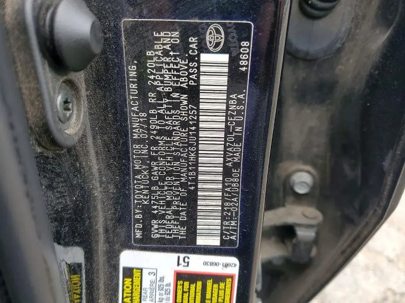 2018 TOYOTA CAMRY LE  