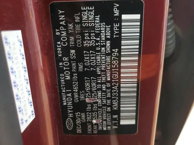 2016 HYUNDAI TUCSON LIMITED  