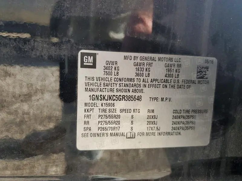 2016 CHEVROLET SUBURBAN K1500 LTZ  