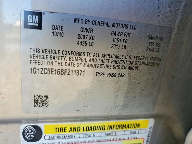 2011 CHEVROLET MALIBU 1LT  