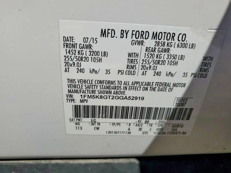 2016 FORD EXPLORER SPORT  