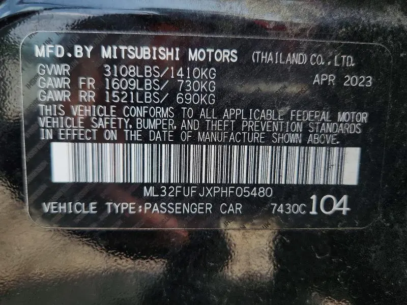 2023 MITSUBISHI MIRAGE G4 ES  