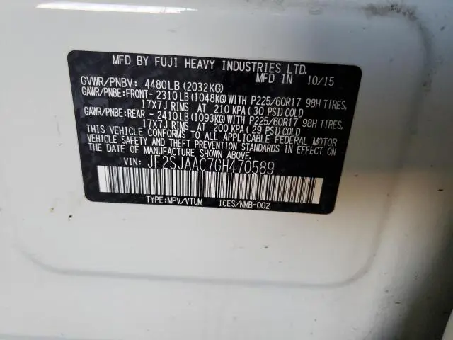2016 SUBARU FORESTER 2.5I  