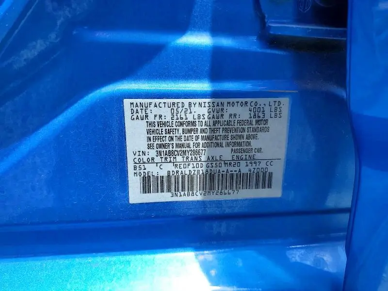 2021 NISSAN SENTRA SV  