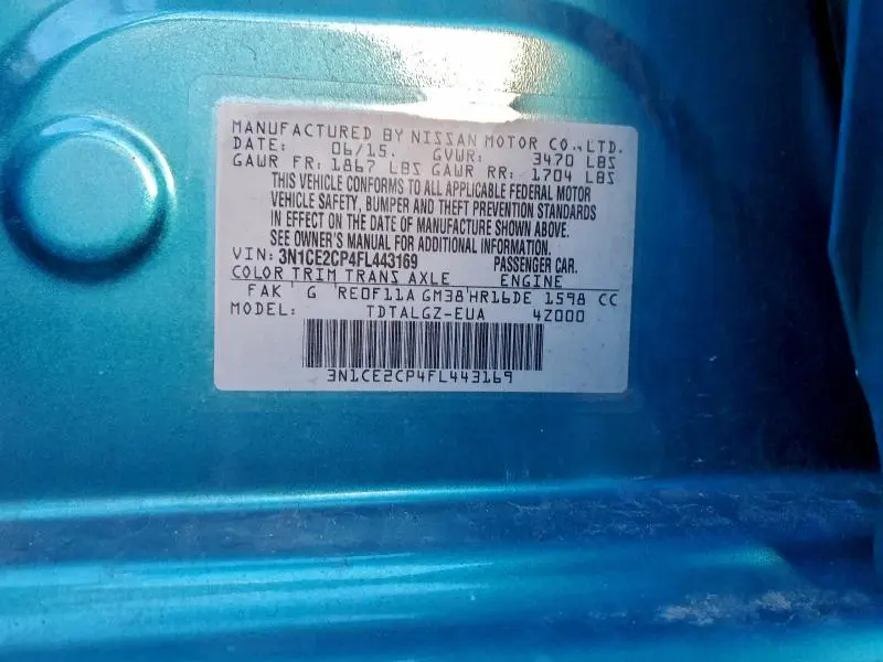 2015 NISSAN VERSA NOTE S  