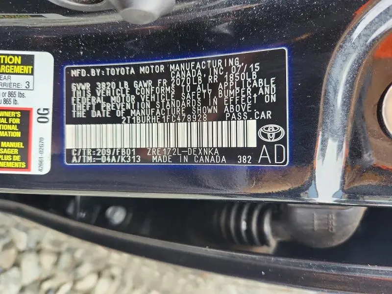 2015 TOYOTA COROLLA LE  