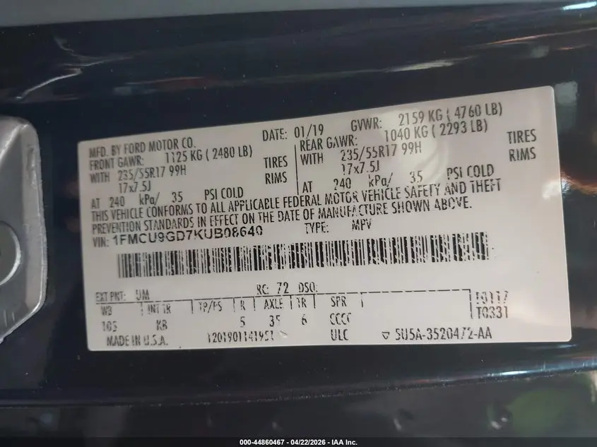 2019 FORD ESCAPE SE