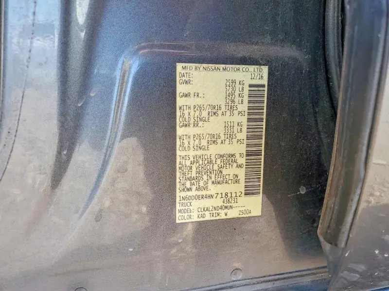 2017 NISSAN FRONTIER S  