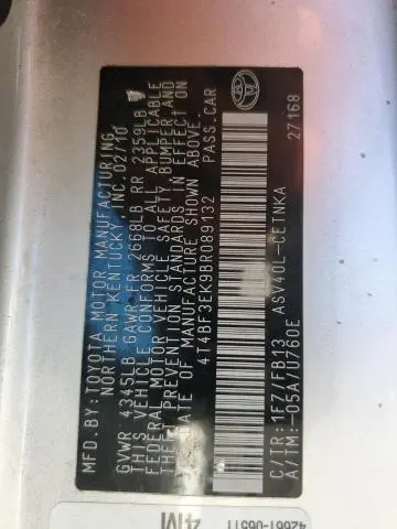 2011 TOYOTA CAMRY BASE  