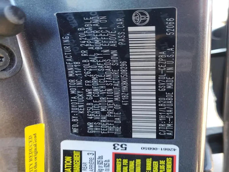 2019 TOYOTA CAMRY XSE  