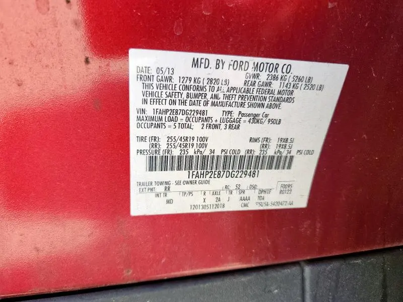 2013 FORD TAURUS SEL  