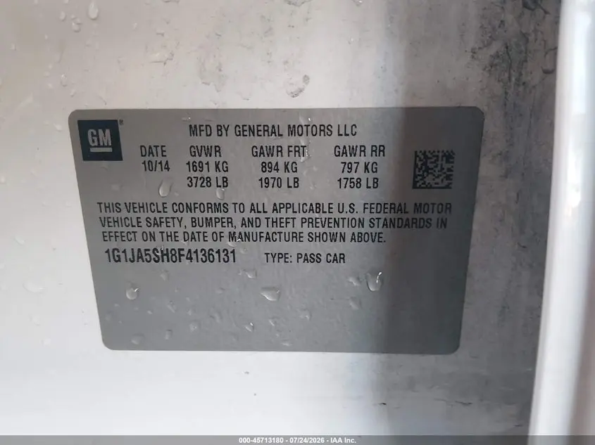 2015 CHEVROLET SONIC LS AUTO