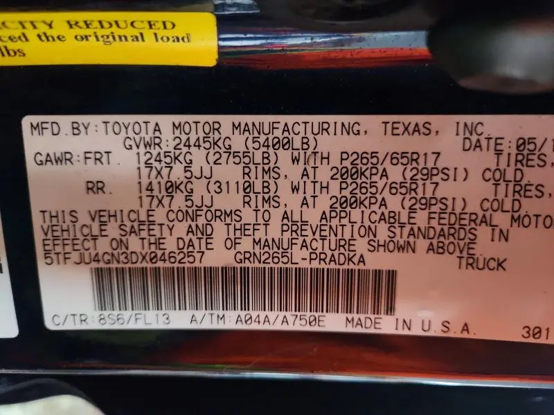 2013 TOYOTA TACOMA PRERUNNER V6  