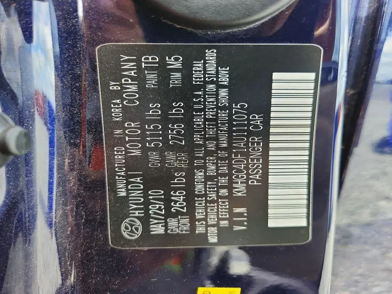 2010 HYUNDAI GENESIS 4.6L  