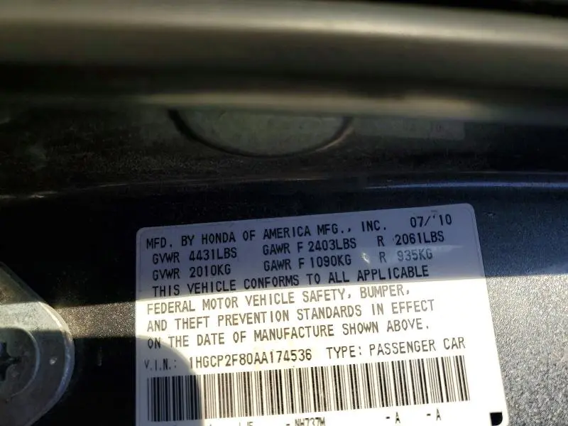 2010 HONDA ACCORD EXL  