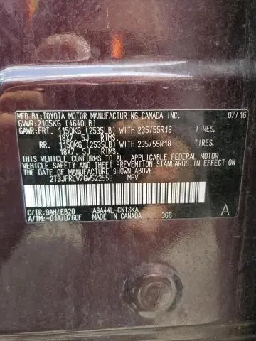2016 TOYOTA RAV4 SE  
