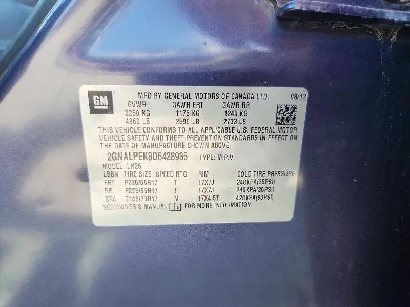 2013 CHEVROLET EQUINOX LT  