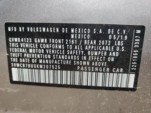 2019 VOLKSWAGEN JETTA S  