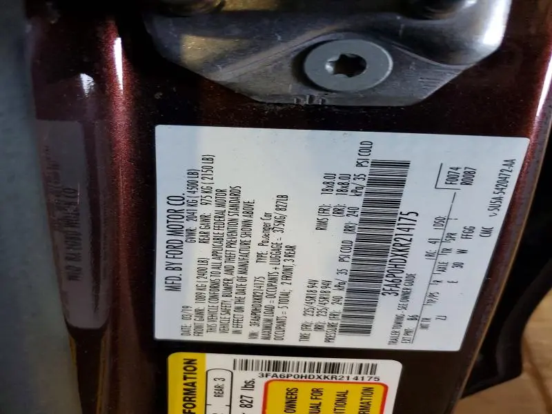 2019 FORD FUSION SE  