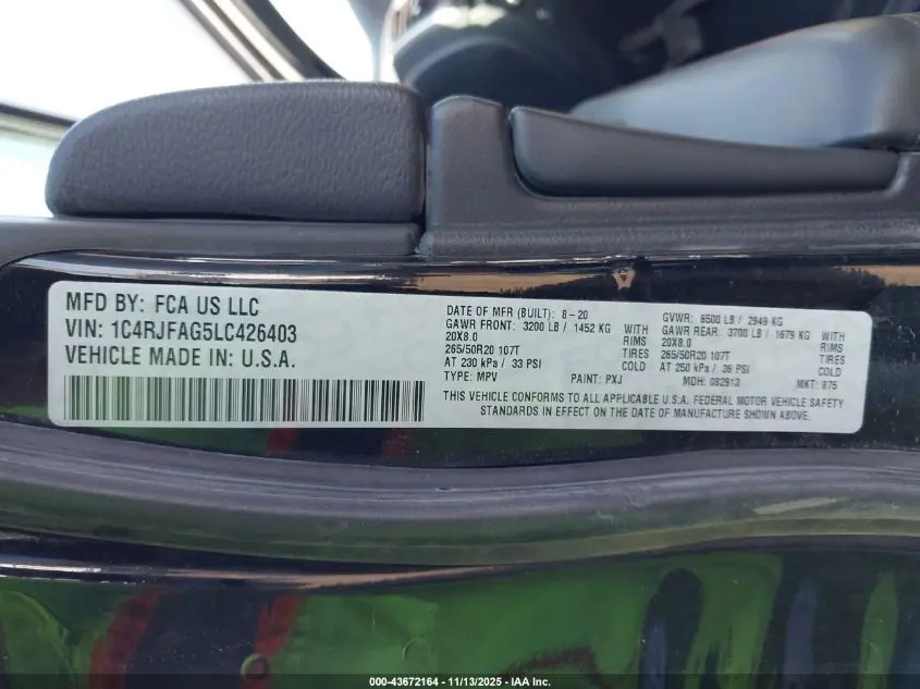 2020 JEEP GRAND CHEROKEE ALTITUDE 4X4