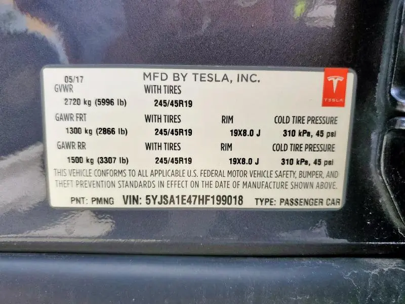 2017 TESLA MODEL S   