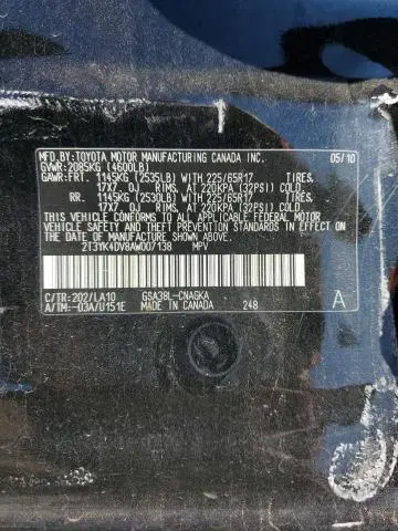 2010 TOYOTA RAV4 LIMITED  