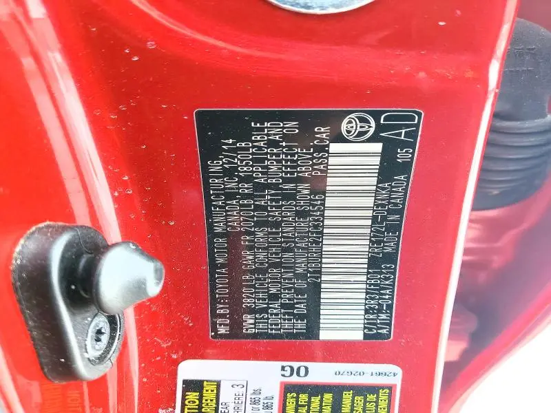 2015 TOYOTA COROLLA LE  