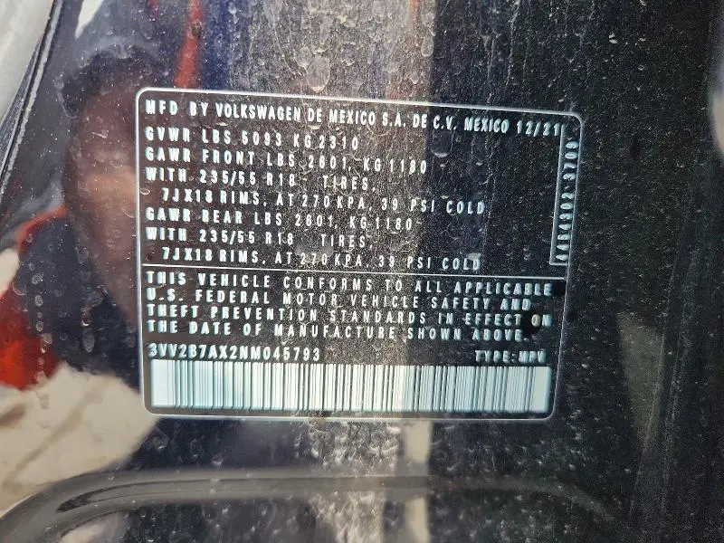 2022 VOLKSWAGEN TIGUAN SE  