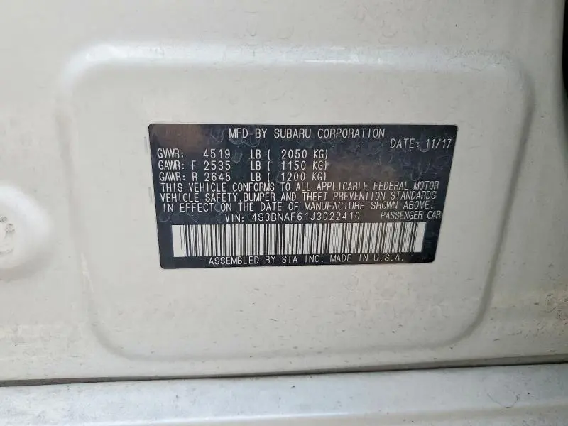 2018 SUBARU LEGACY 2.5I PREMIUM  