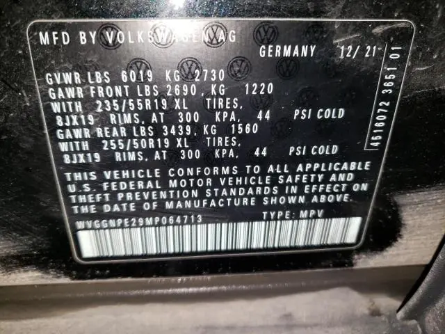 2021 VOLKSWAGEN ID.4 PRO S  