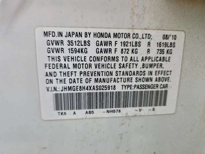 2010 HONDA FIT SPORT  