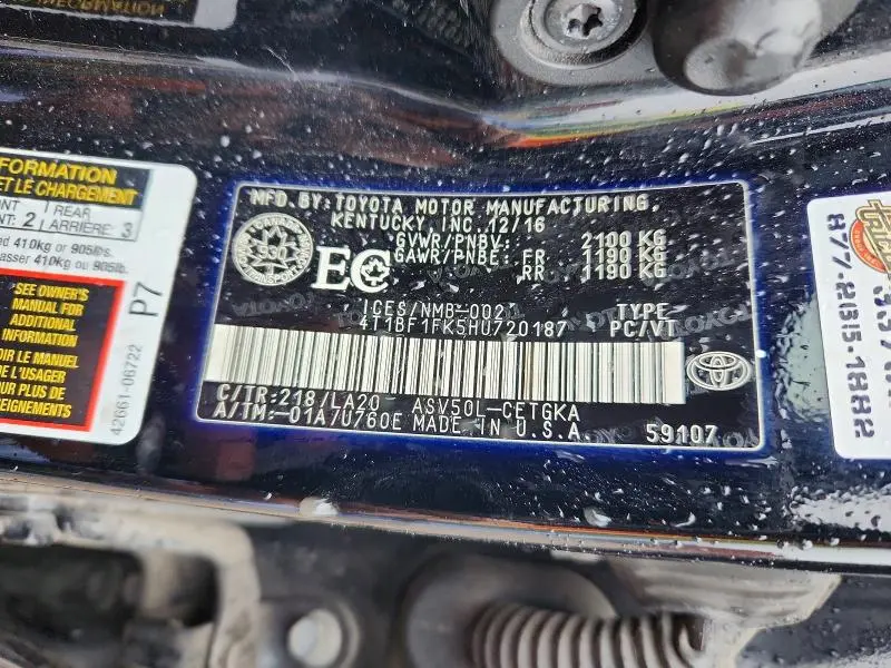 2017 TOYOTA CAMRY LE  