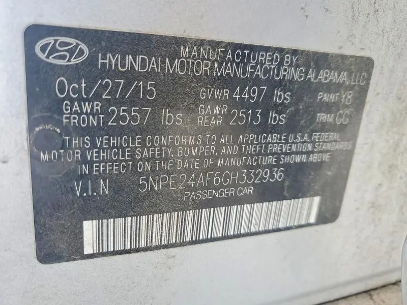 2016 HYUNDAI SONATA SE  