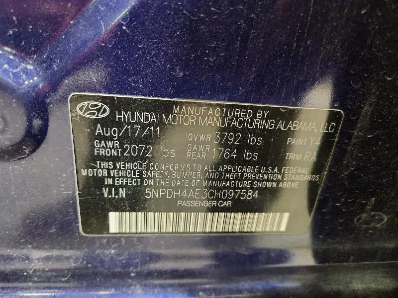 2012 HYUNDAI ELANTRA LIMITED  