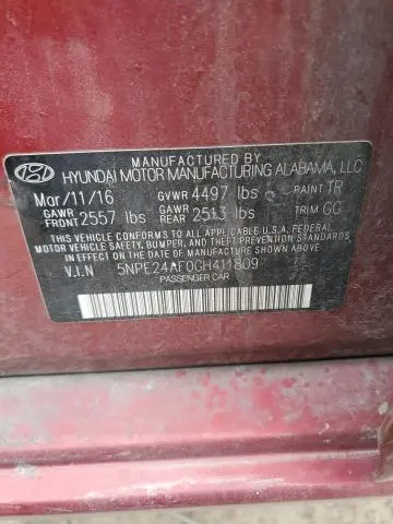 2016 HYUNDAI SONATA SE