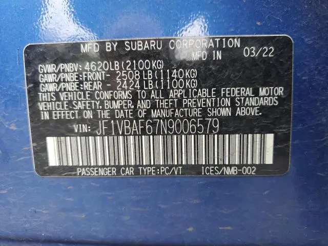 2022 SUBARU WRX PREMIUM  