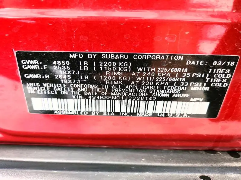 2018 SUBARU OUTBACK 3.6R LIMITED  