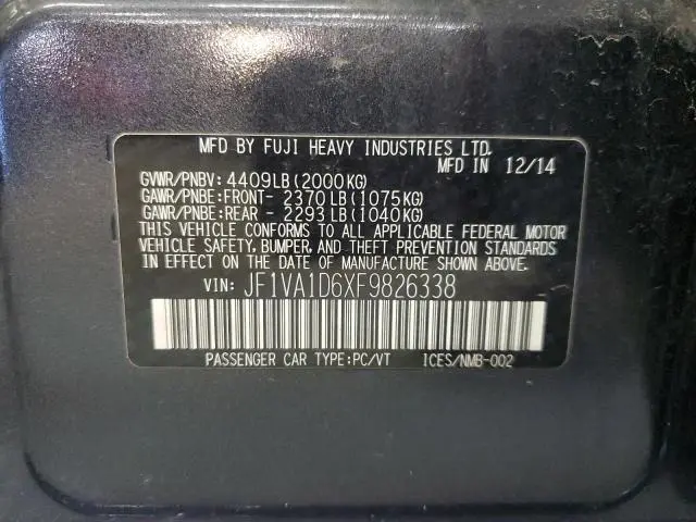 2015 SUBARU WRX PREMIUM  