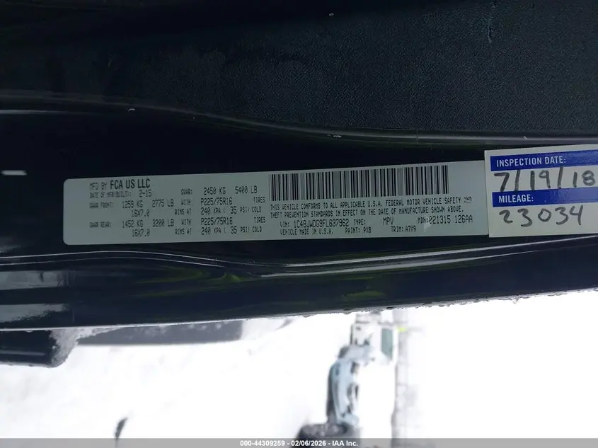 2015 JEEP WRANGLER UNLIMITED SPORT