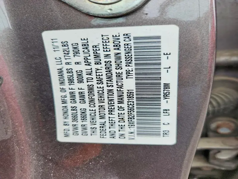 2012 HONDA CIVIC LX  