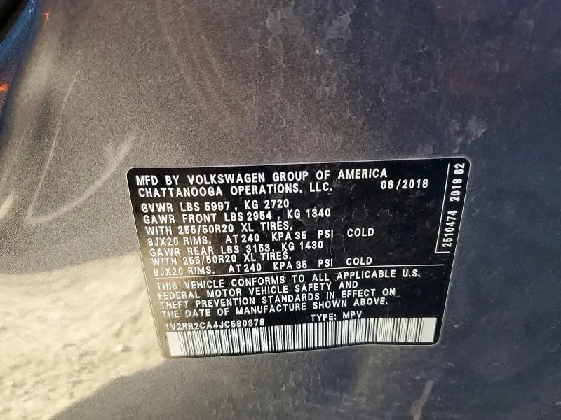 2018 VOLKSWAGEN ATLAS SEL  