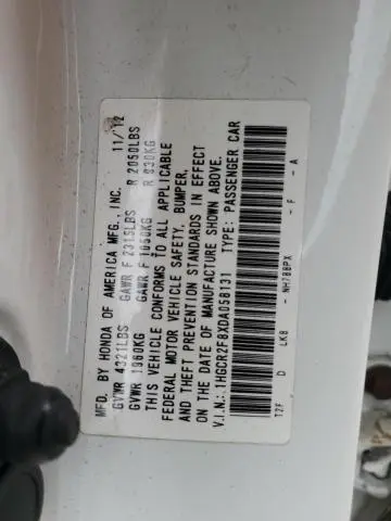 2013 HONDA ACCORD EXL  