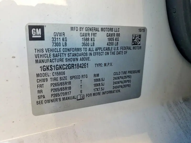 2016 GMC YUKON XL C1500 SLT  