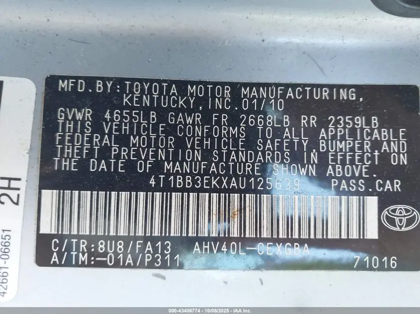 2010 TOYOTA CAMRY HYBRID  