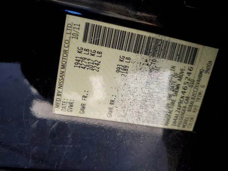 2012 NISSAN ALTIMA BASE  