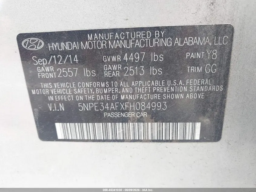 2015 HYUNDAI SONATA LIMITED