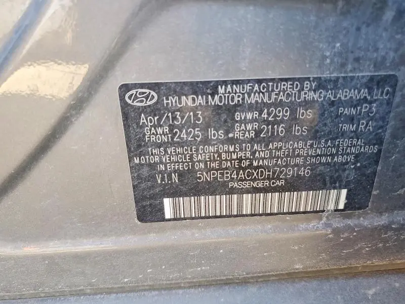 2013 HYUNDAI SONATA GLS  