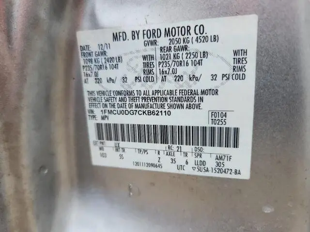 2012 FORD ESCAPE XLT  