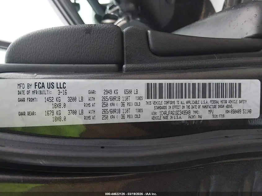 2016 JEEP GRAND CHEROKEE LAREDO