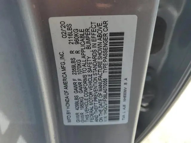 2020 HONDA ACCORD EXL  